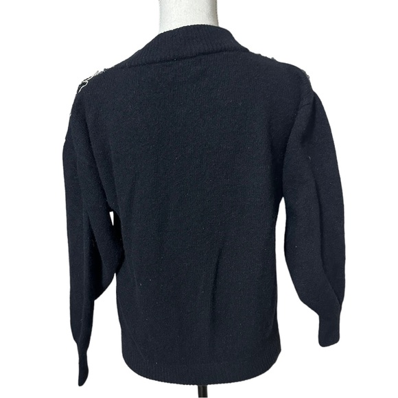 Vintage 1980’s fall leaves black cardigan sweater - Picture 3 of 4